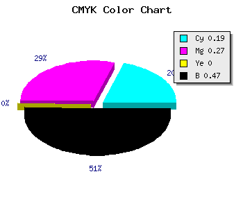 CMYK background color #6D6387 code